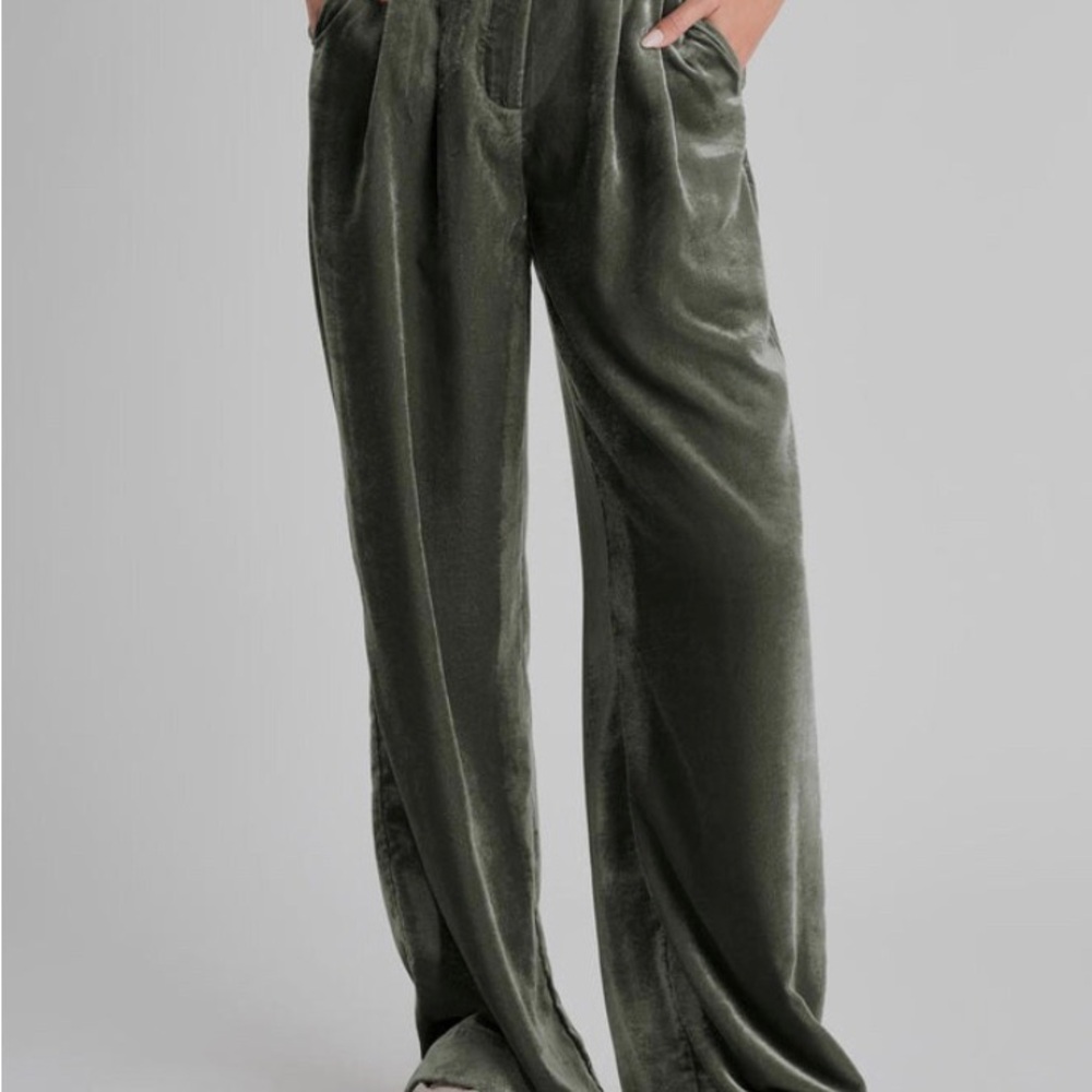 Splendid Olive Velvet Wide Leg Pants